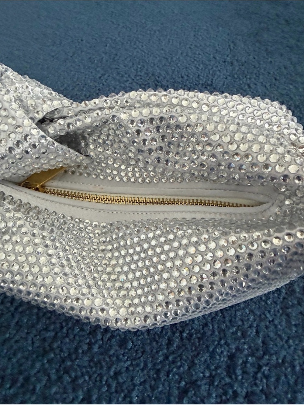 Crystal-Embellished White Evening Clutch